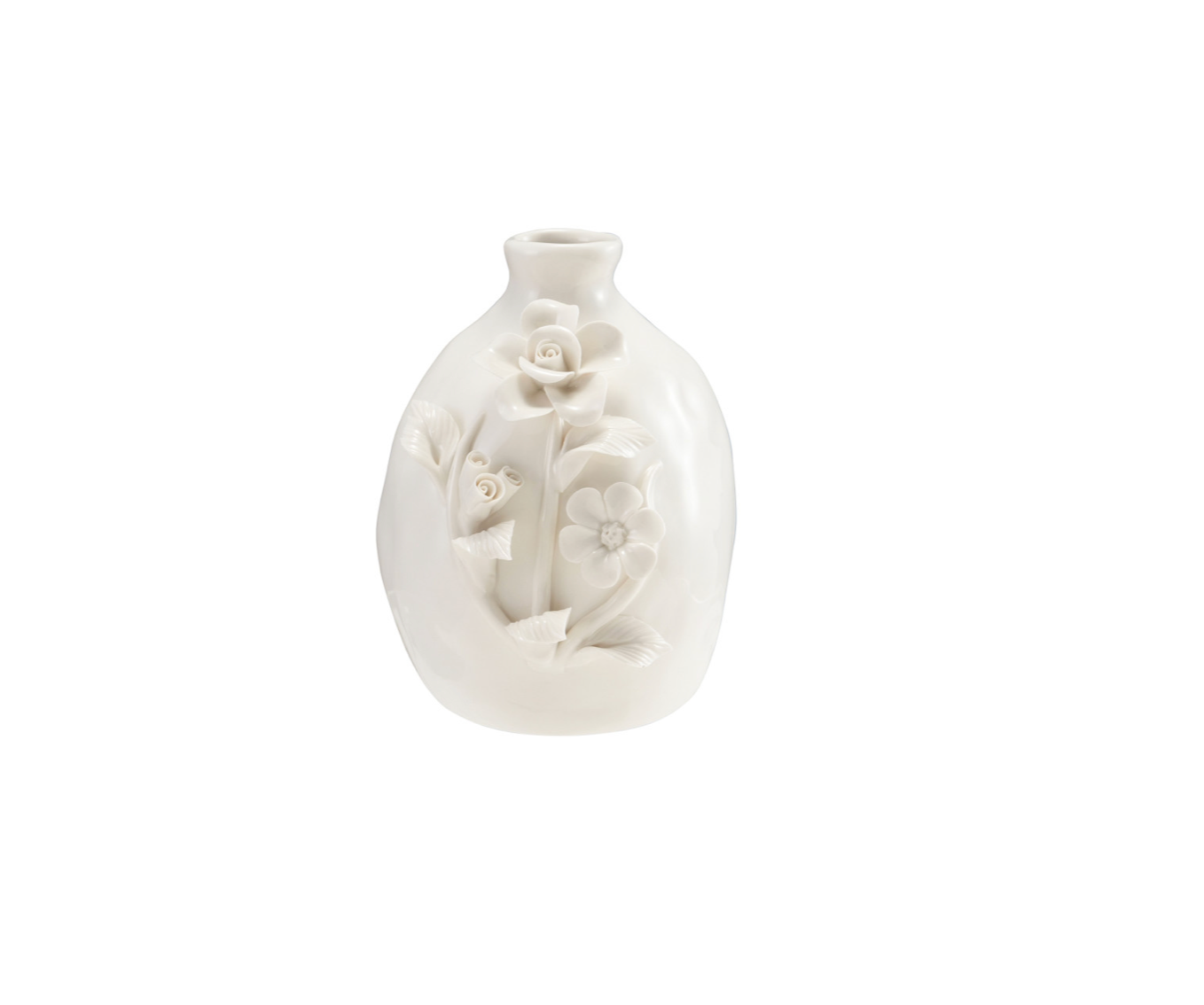 Stoneware Vase with 3D Flowers