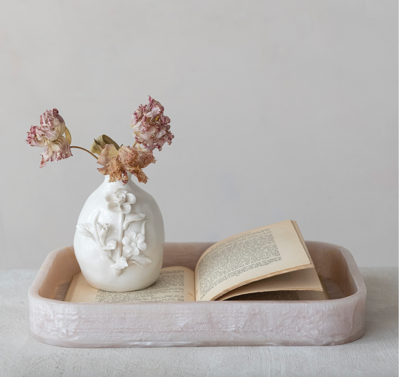 Stoneware Vase with 3D Flowers