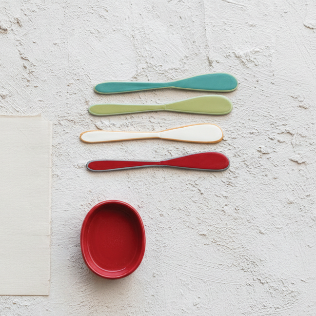 Enameled Colored Edge Canape Knife - 4 Colors