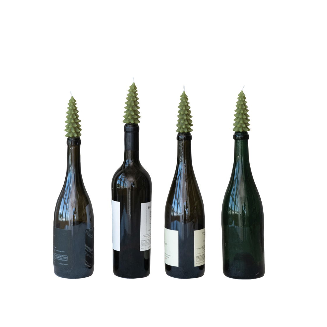 Winter Tree Bottle Taper Candles – Set of 4