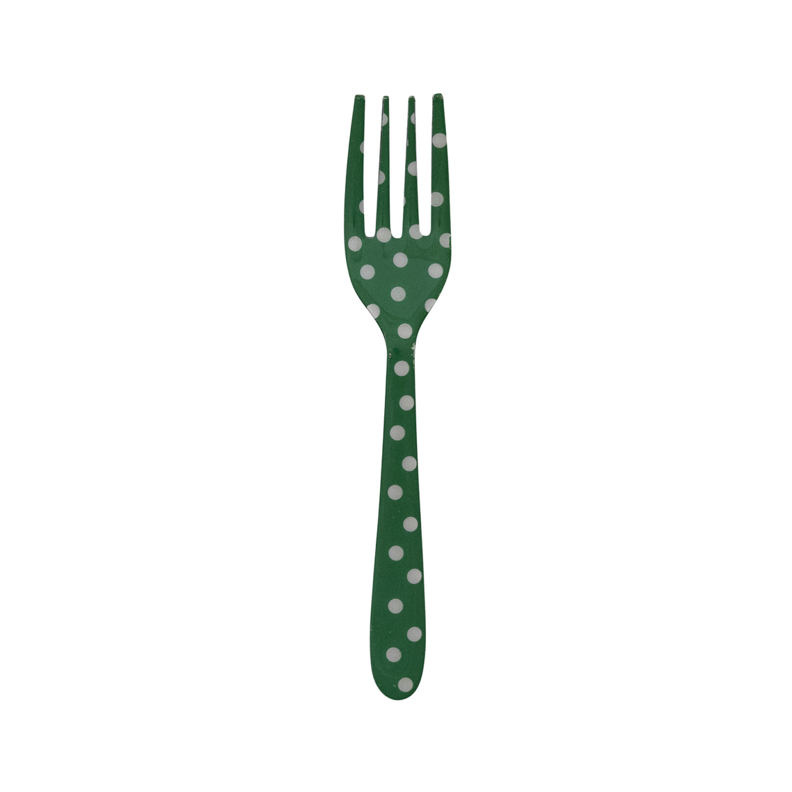 Merry Polka Dot Enameled Forks - green & white dot