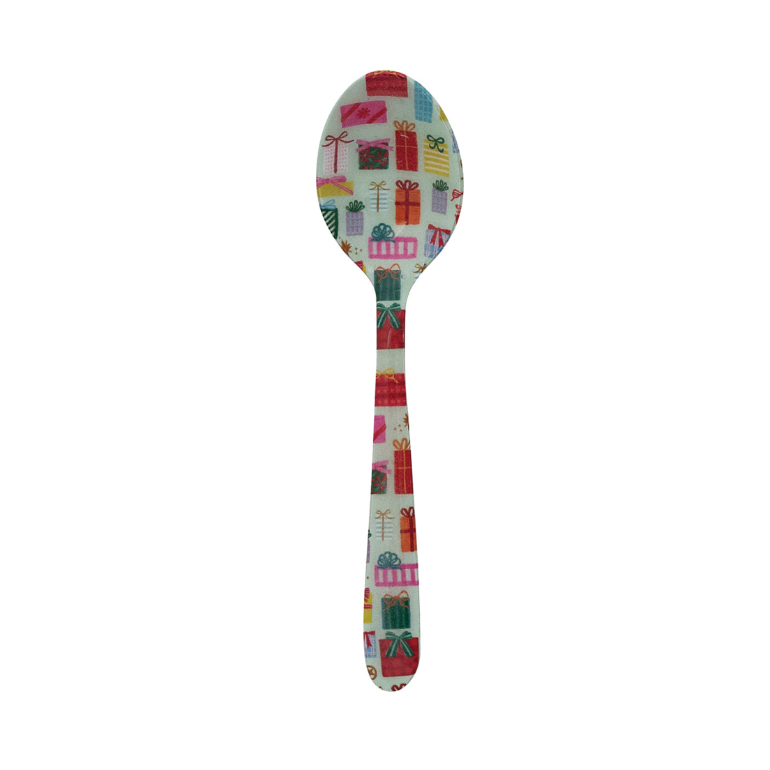Enameled Stainless Steel Spoon with Christmas Presents Pattern  