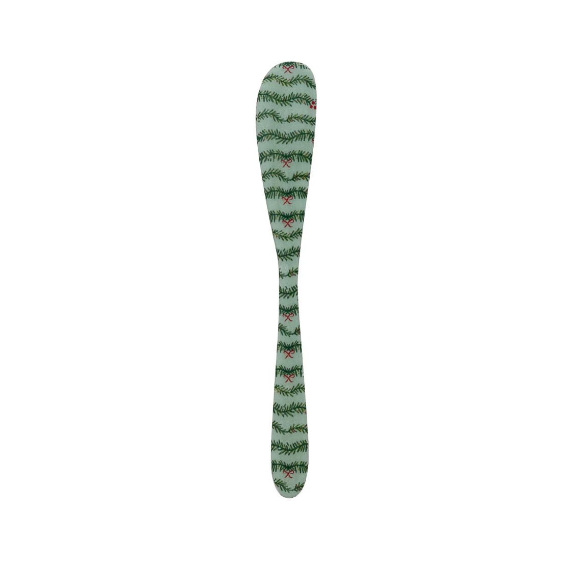 Enameled Stainless Steel Knife with Holiday Greenery Pattern