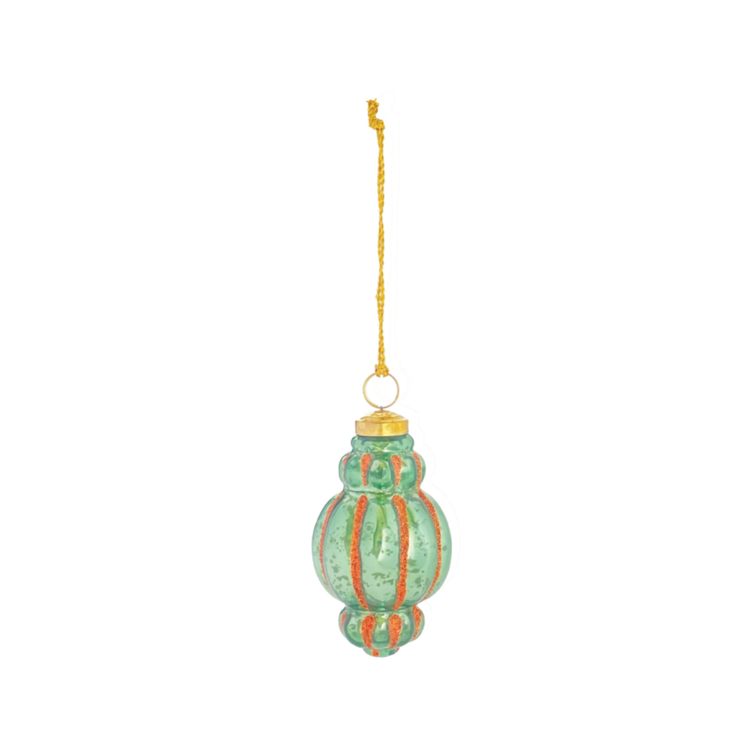Whimsical Mercury Glass Finial Ornament – green