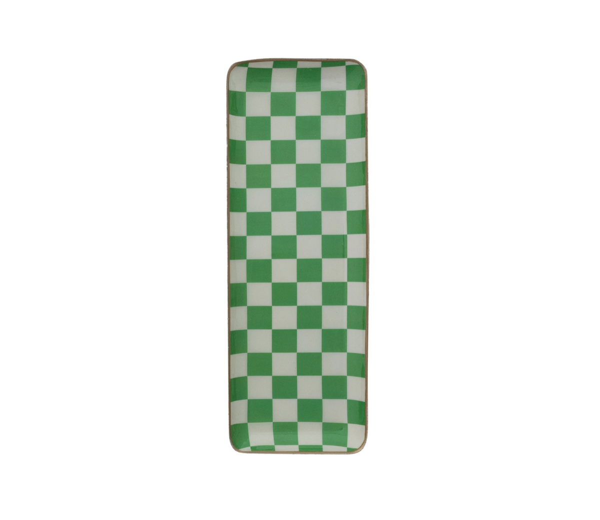 Enameled Metal Holiday Check Rectangle Tray - 2 Colors