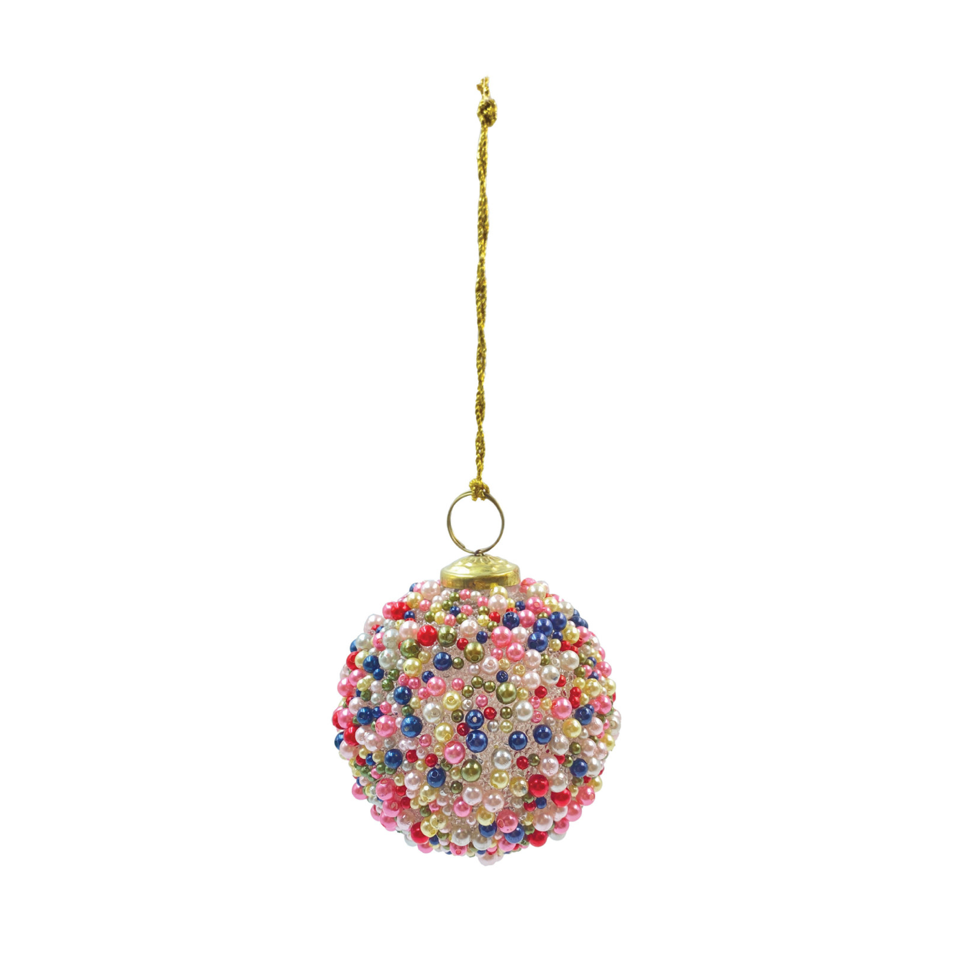 Beaded Glass Ball Ornament 3"