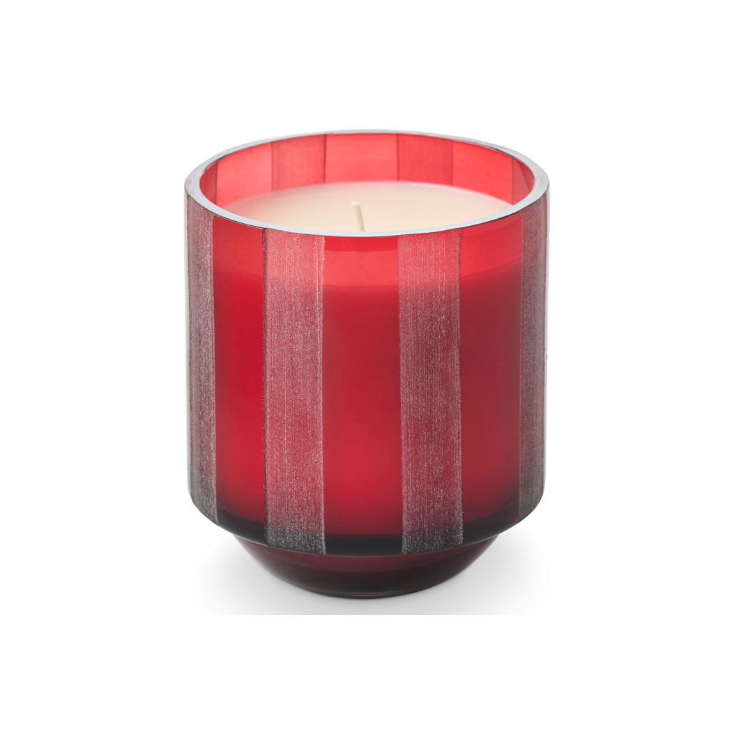 Cranberry Currant Etched Striped Glass