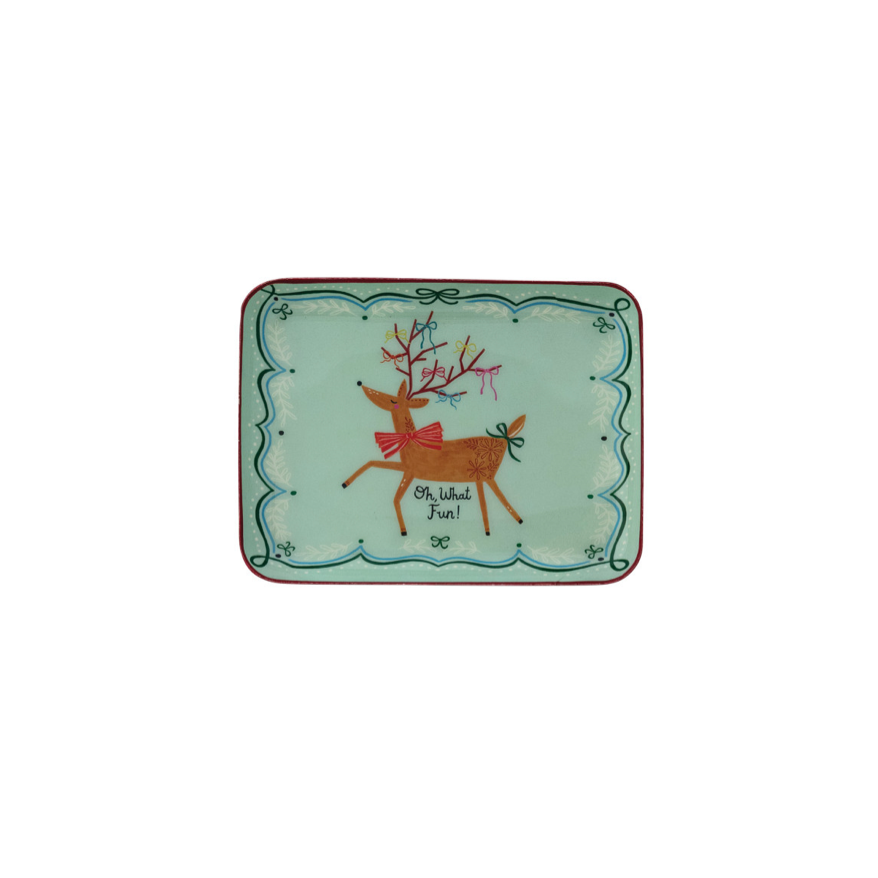 Enameled Metal Tray - Oh What Fun with a deer image
