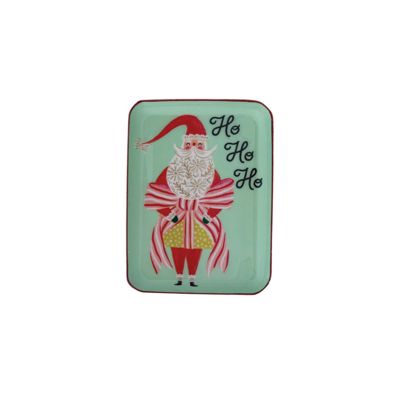 Enameled Metal Tray - ho ho ho with santa