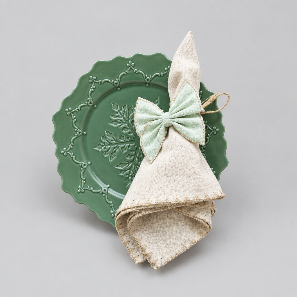 Linen Bow Napkin Tie - Metallic Silver