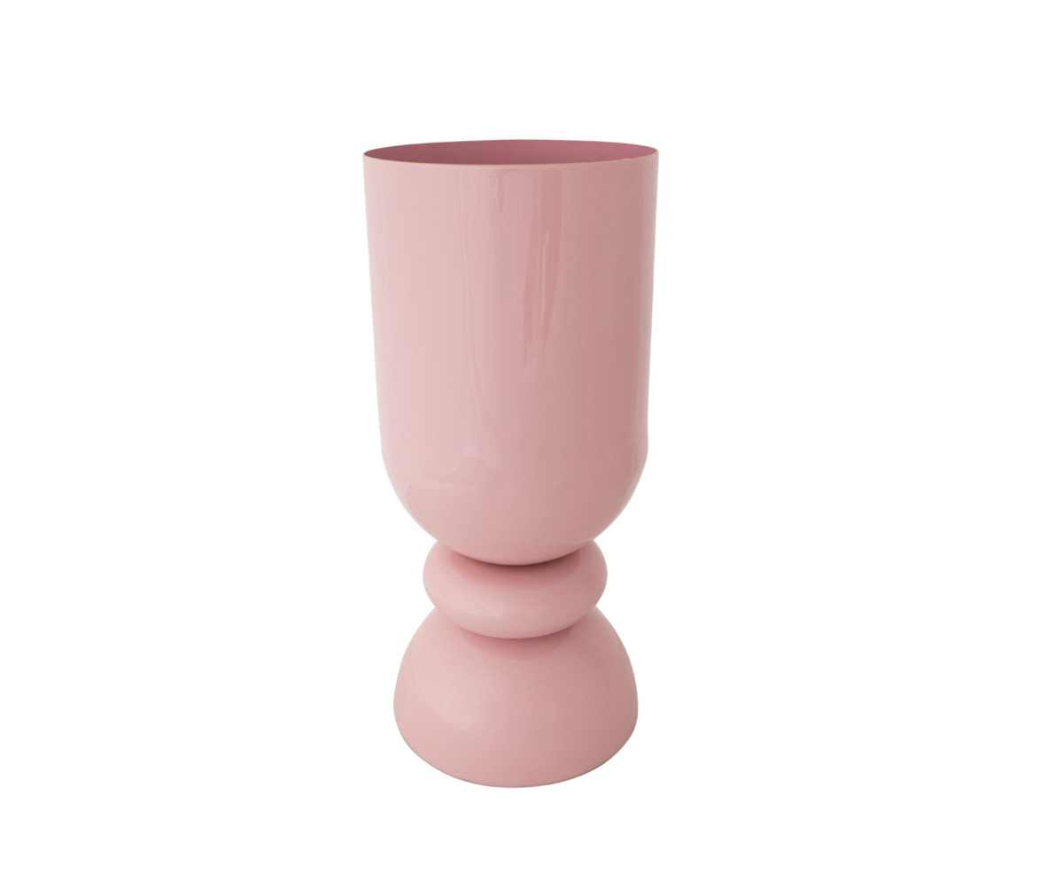 Enameled Metal Footed Vase - Pink