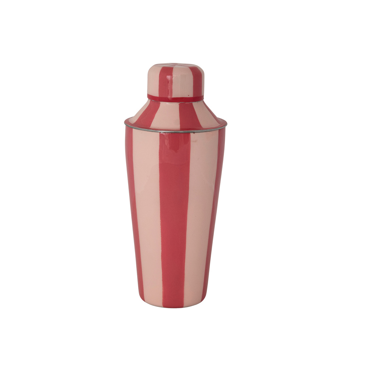 Enameled Stainless Steel Cocktail Shaker - Red & Pink Striped