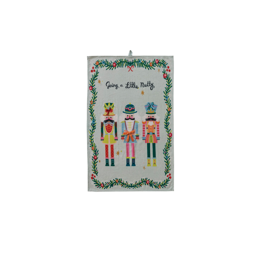 Cotton & Linen Printed Tea Towel - nutcracker