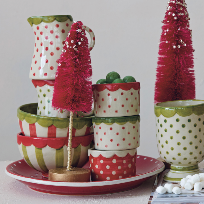 Polka Dots & Scalloped Rim Stoneware 