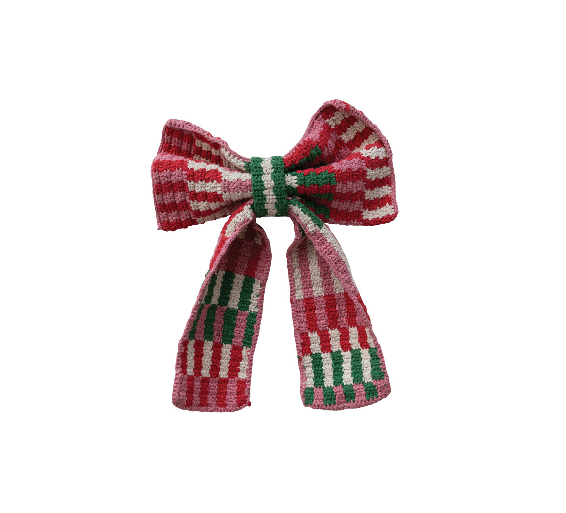 Cotton Crocheted Clip-on Bow with Pattern