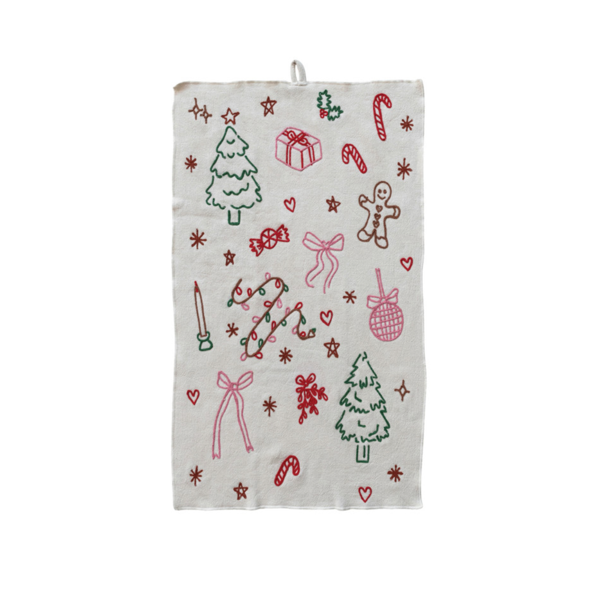 Holiday Embroidered Tea Towel