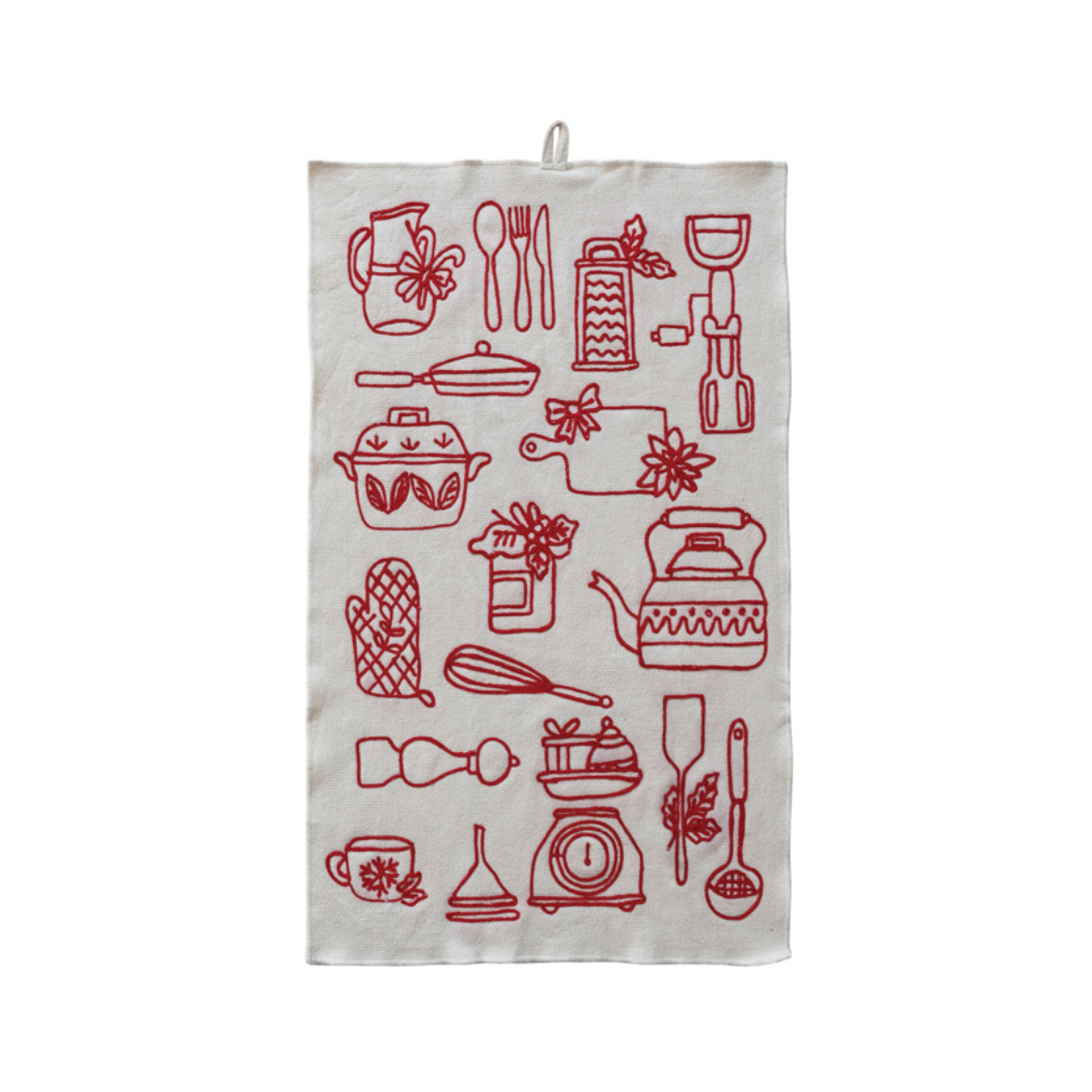 Embroidered Tea Towel with Kitchen Appliances