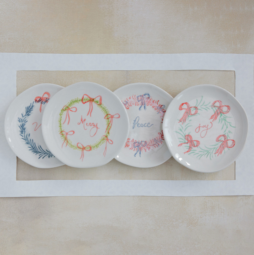 Stoneware Holiday Plates  - 4 Styles