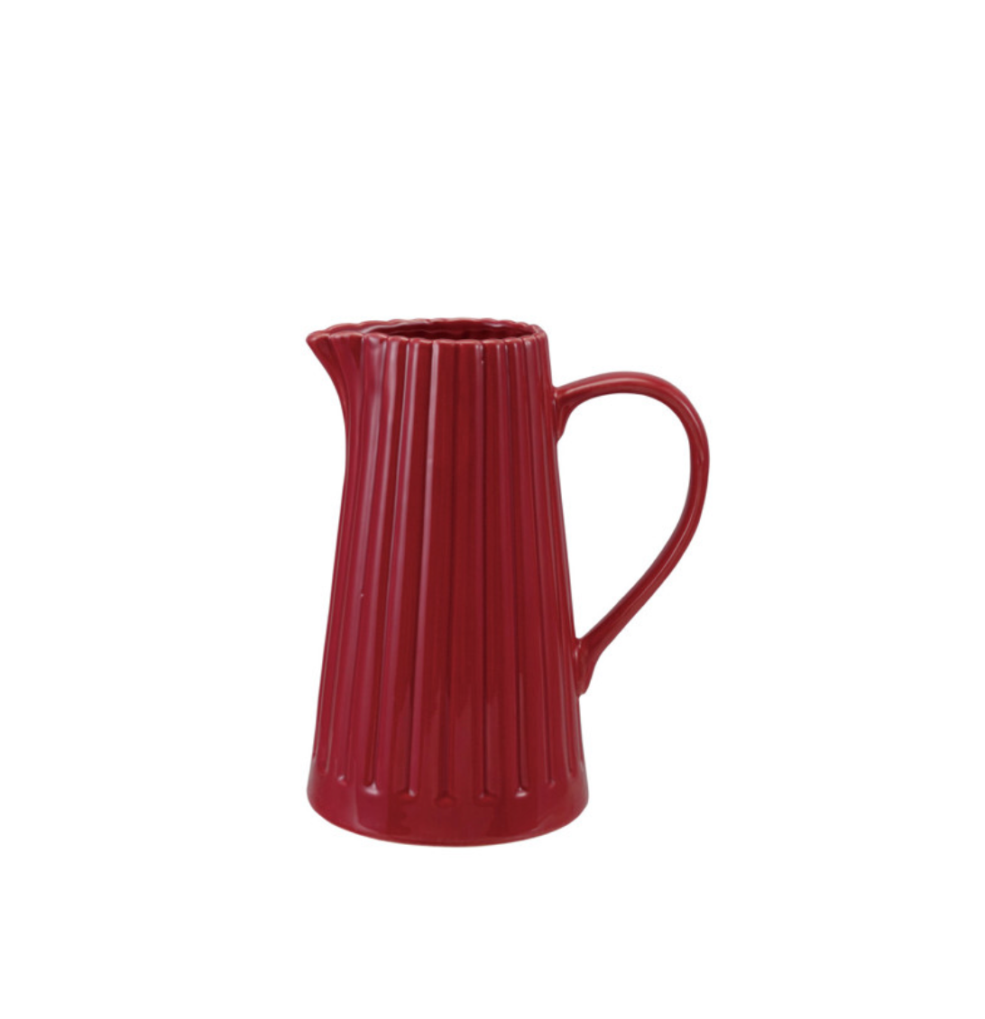 Stoneware Red Ribbed Pitcher