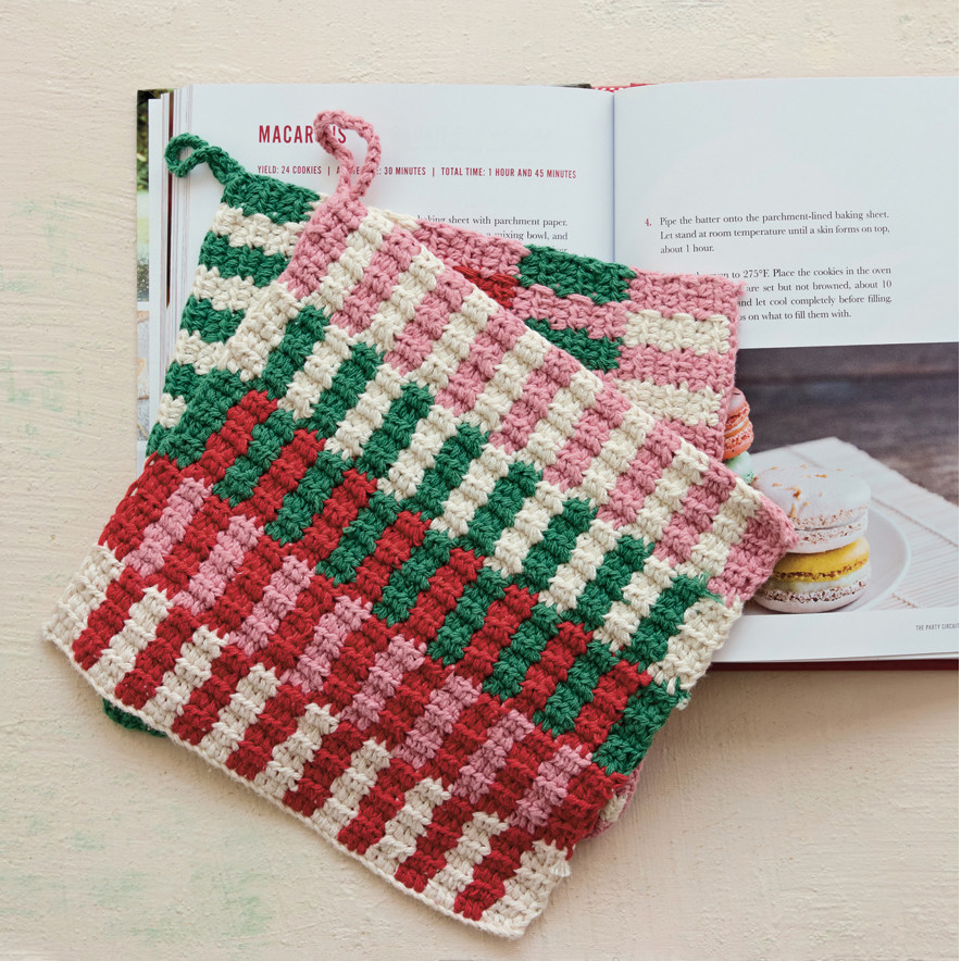 Cotton Crocheted Pot Holder with Pattern - 2 Styles