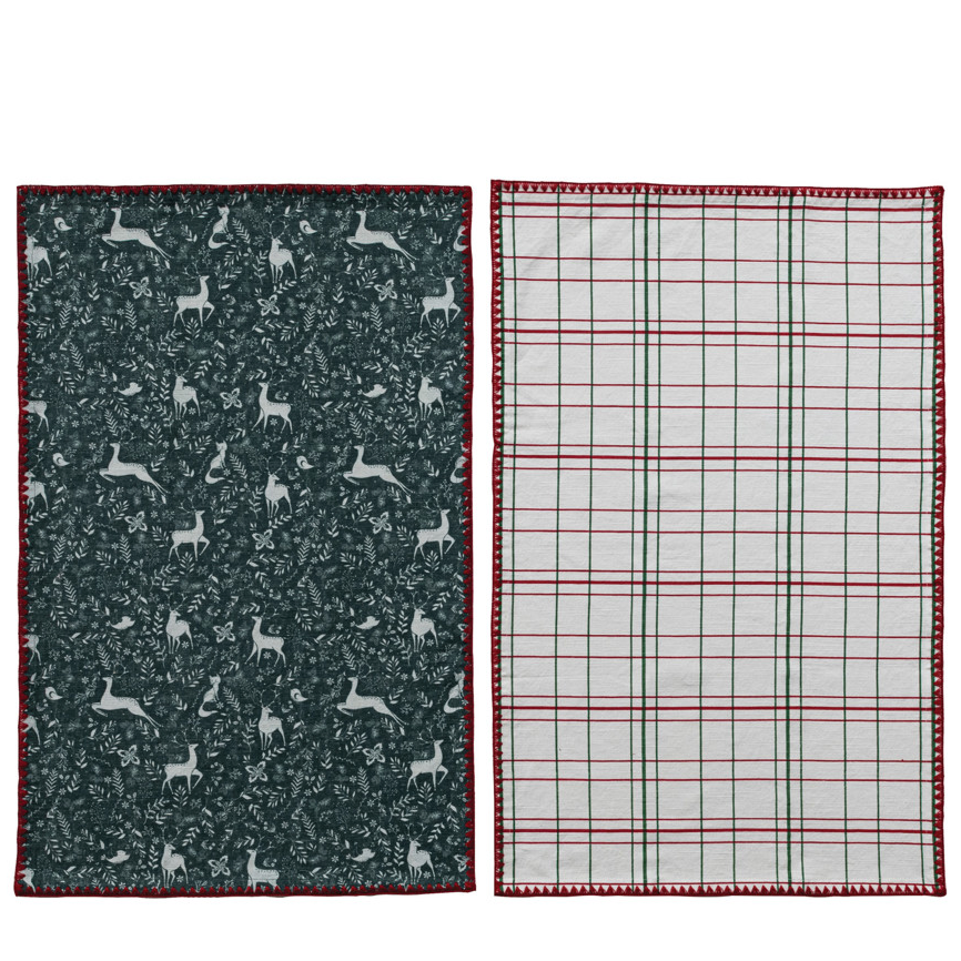 Tea Towels & Tree Shaped Cheese/Serving Board - Set of 3