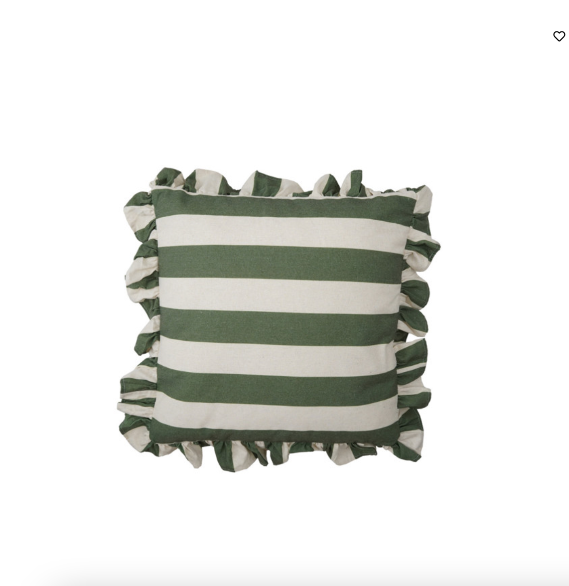 Green & Natural Striped Pillow with Ruffle