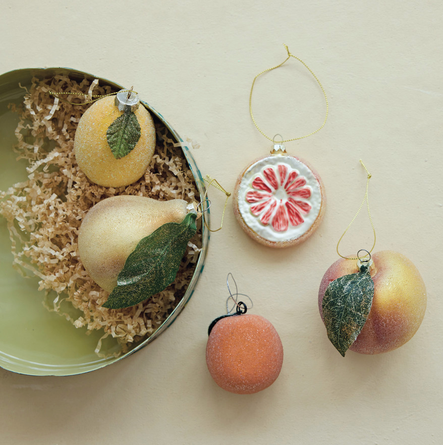 Hand-Painted Glass  Ornament with Glitter & Sugar