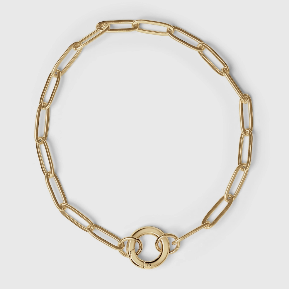 Paperclip with Charm Keeper Chain Bracelet - Gold