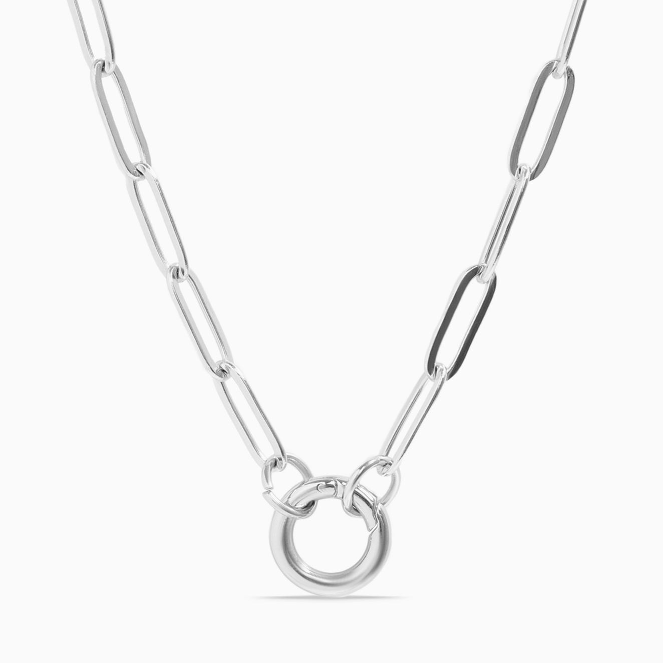 Paperclip Charm Keeper Necklace - Stainless Steel