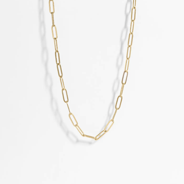 18K Gold Paperclip Chain Necklace - 2.5mm