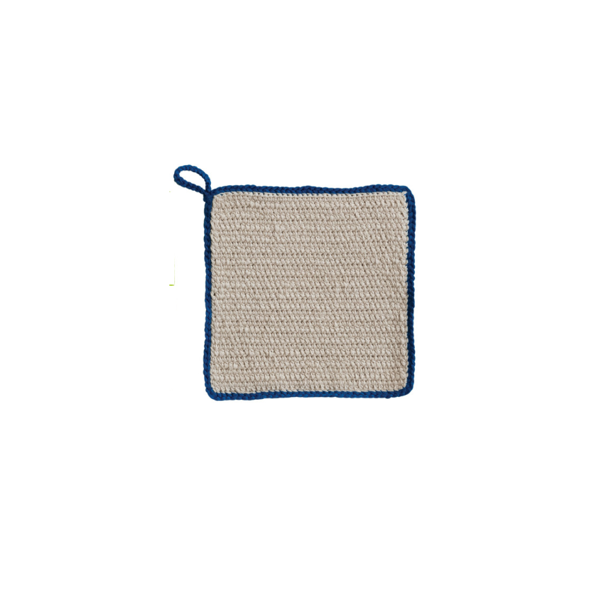 Neon Cotton Crocheted Pot Holder - 3 Blue