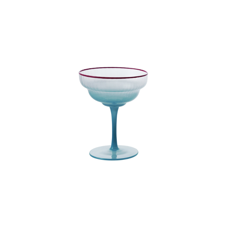Colorful Ombre Fluted Coupe Glass - Blue