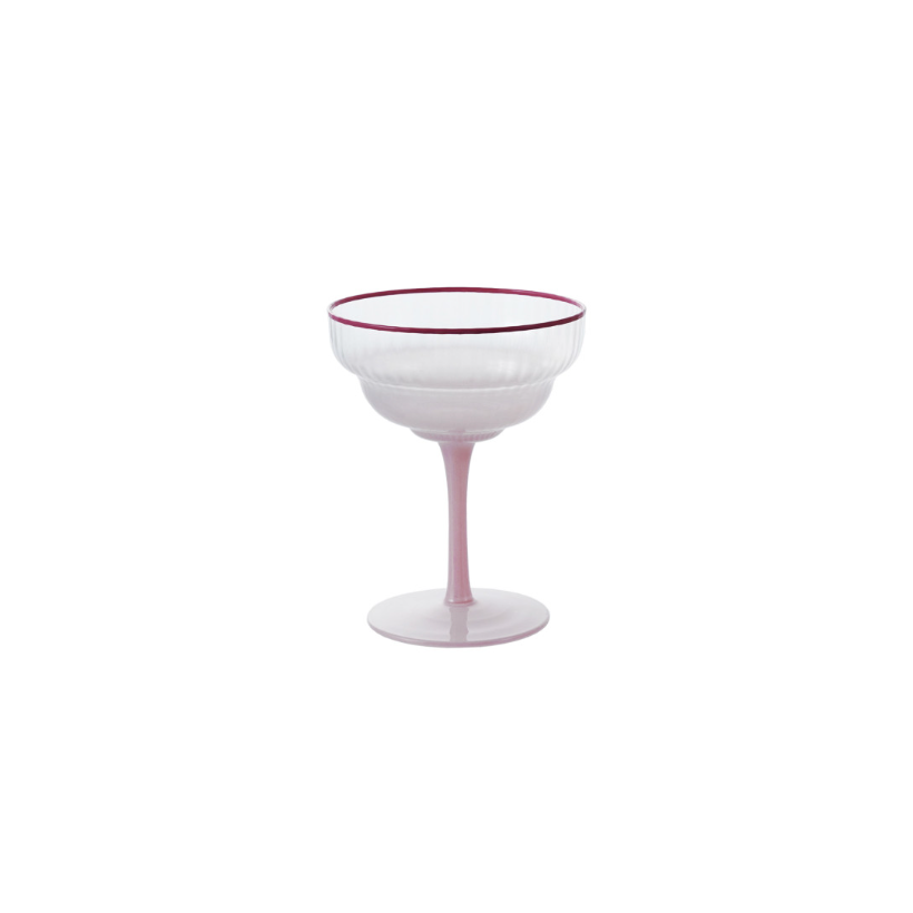 Colorful Ombre Fluted Coupe Glass - Pink