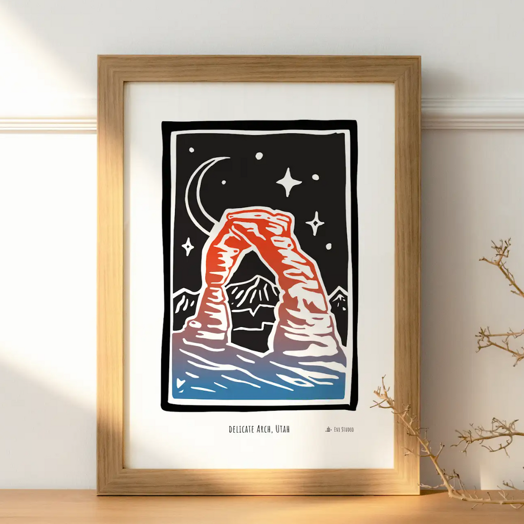 Wasatch Mountain printed in gradients on pearl linen paper