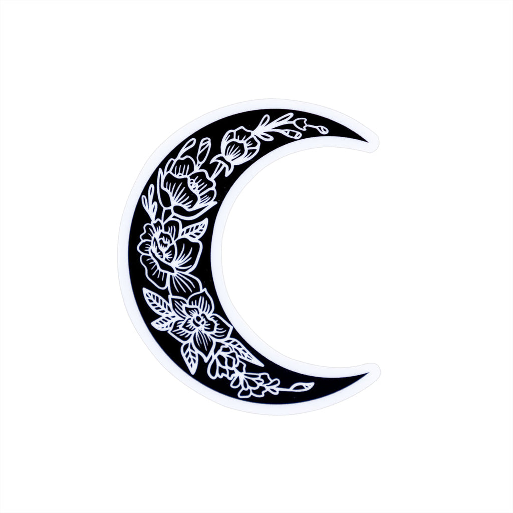 floral moon sticker