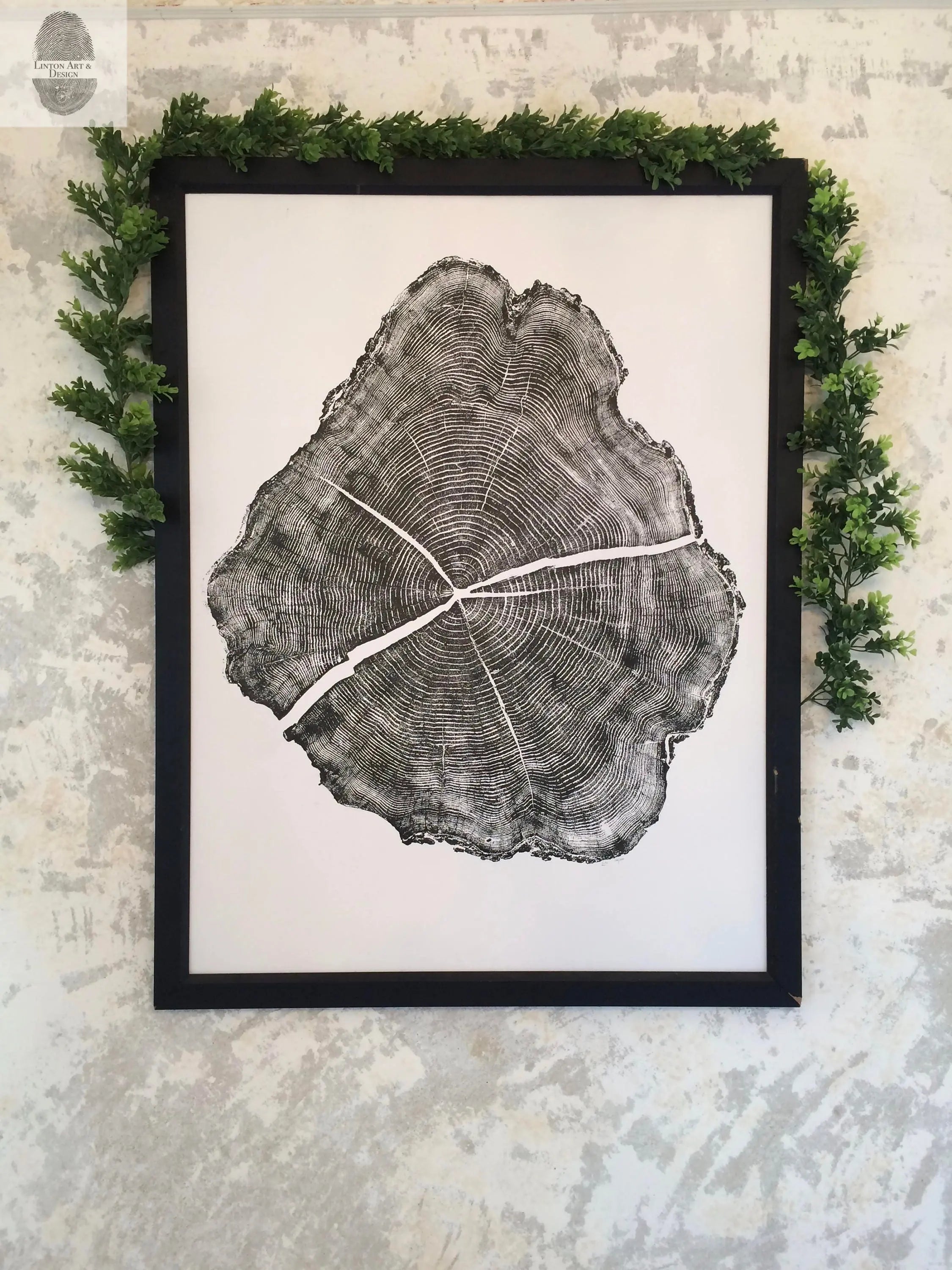 Tree Stump Print, Utah Art, Tree Blocks, Woodcut Print, Forestry, Signed Original, 36x48 inches