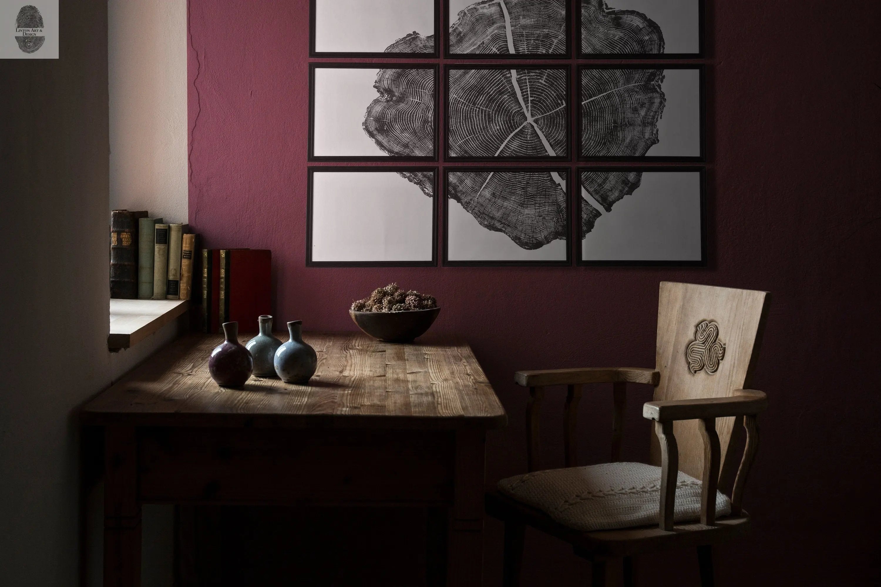 Tree ring prints, Set of 9 prints, Log ring art, gallery wall art, Locust Tree, Tree print art, Huge wall art, Christmas wall art, art gifts