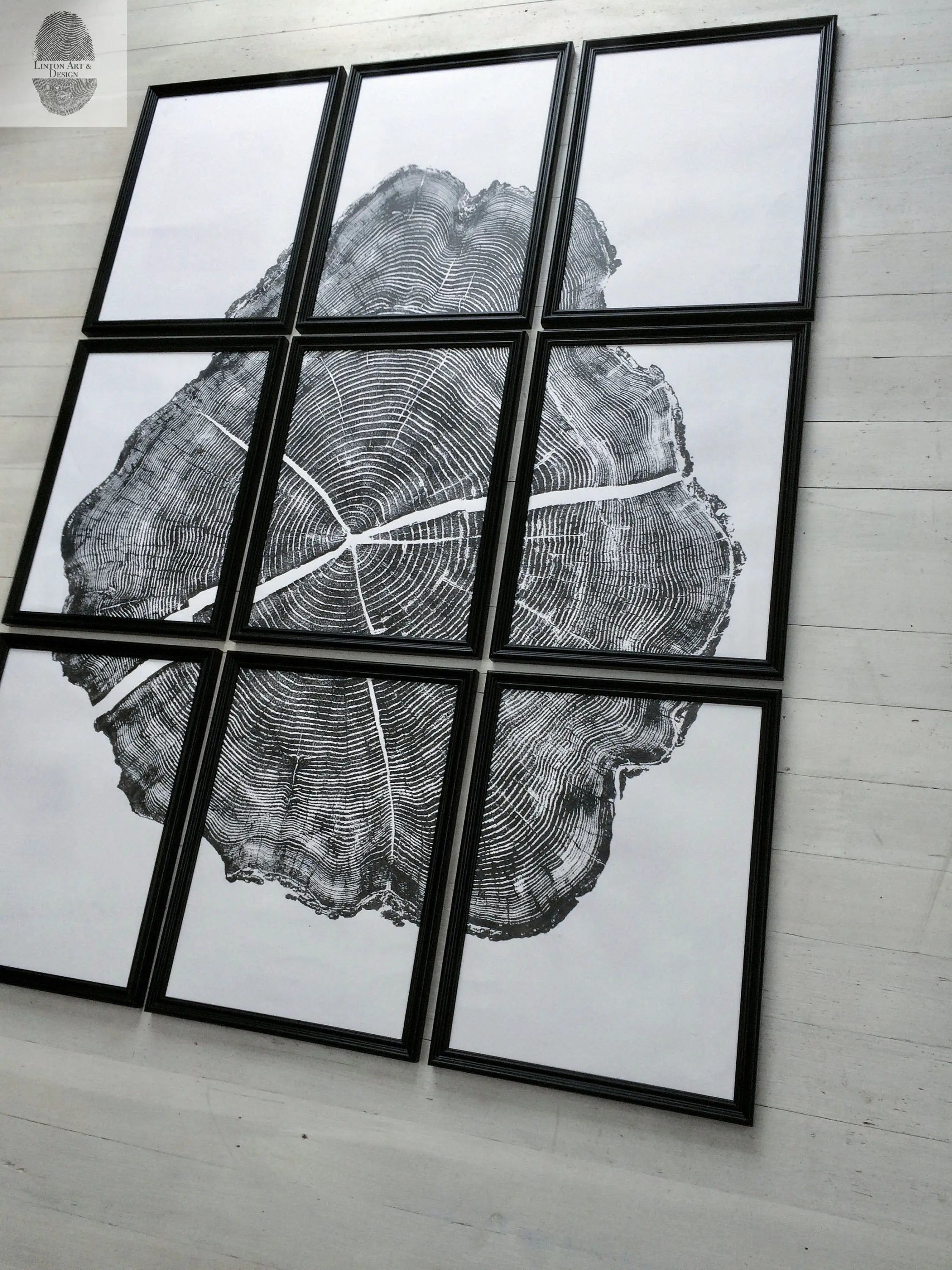 Tree ring prints, Set of 9 prints, Log ring art, gallery wall art, Locust Tree, Tree print art, Huge wall art, Christmas wall art, art gifts