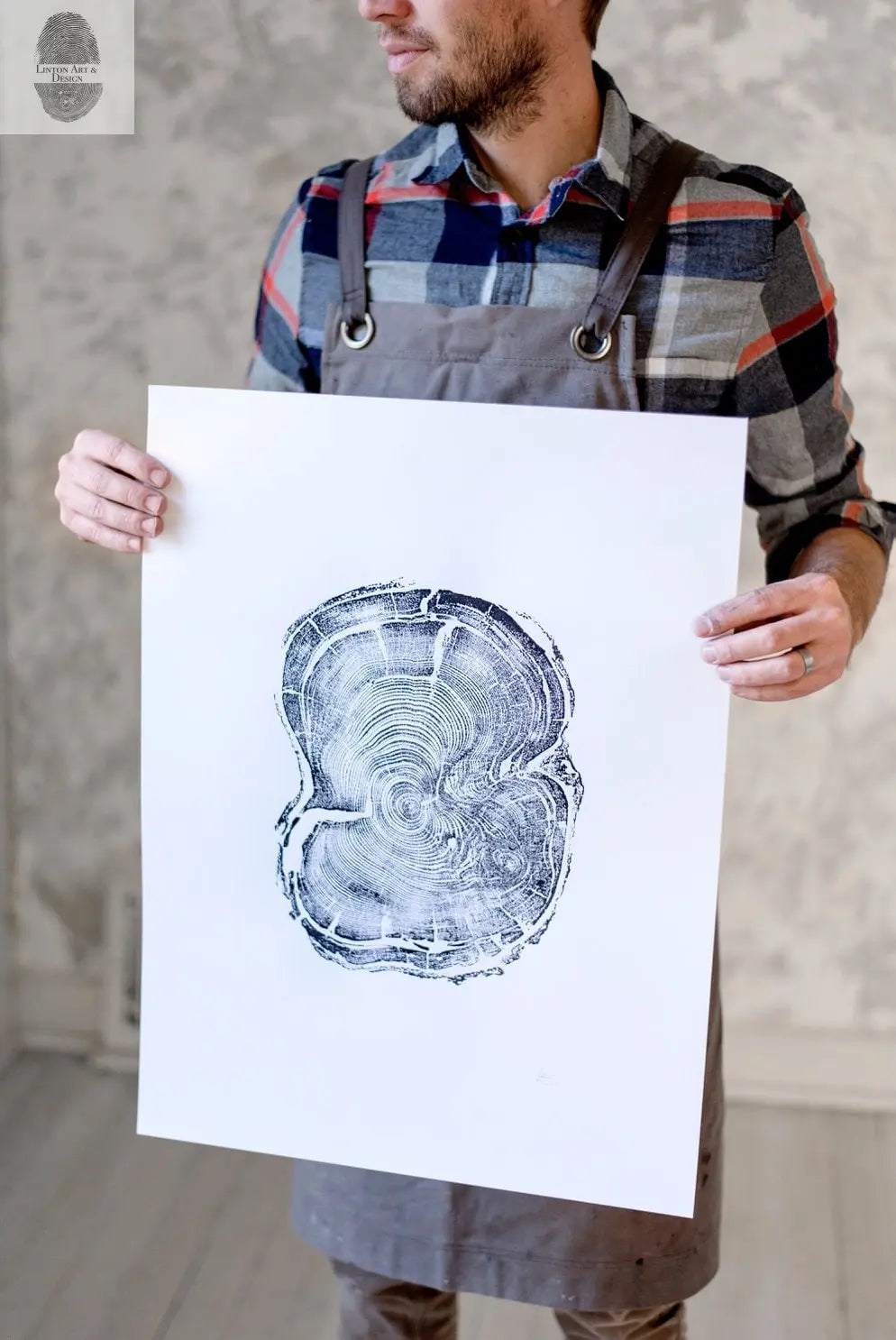 Tree stump art print, Albion Basin UT, Christmas art gift, Thanksgiving wall art, tree slice art, holiday wall decor, tree art gift, woodcut - 18x24 print