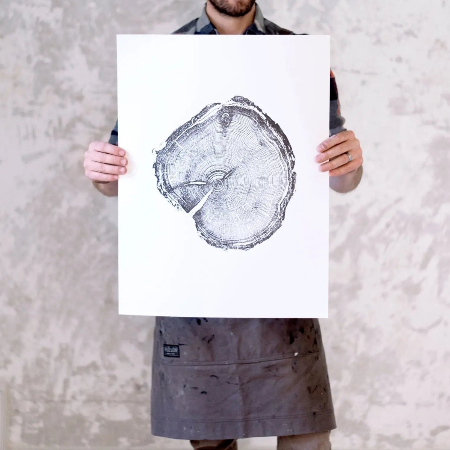 Utah Tree Ring Woodcut print - 18x24