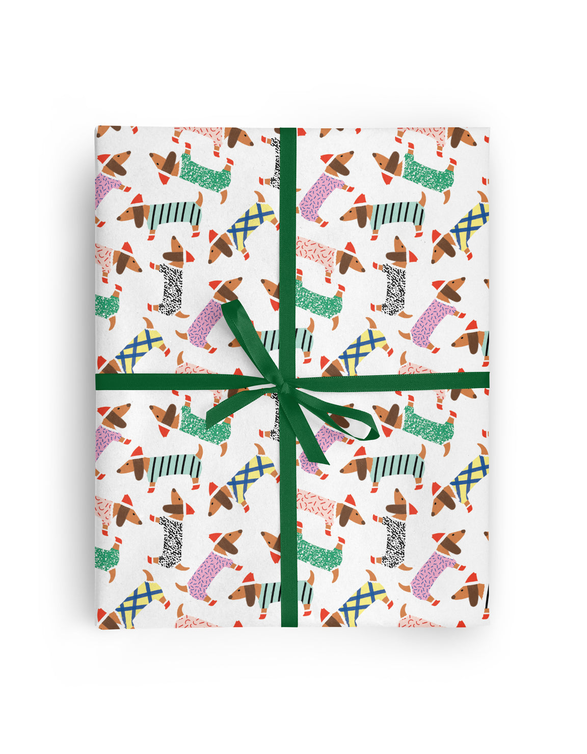 Nothing says winter wonderland like some cute little doxies!   Mid-weight gift wrap with matte finish.   Size  3 Single sheets gift wrap per roll 19.7" x 27.5" per sheet
