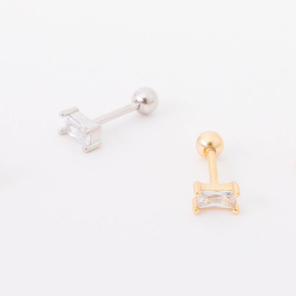 Banquette shaped Cubic zirconia studs with screw backs