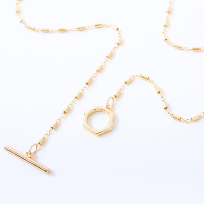 Erin designed The Erin Necklace specifically for you and we are smitten! With the super unique hexagon clasp and the stunning rolo chain, we haven't seen a necklace anywhere like this. We are beyond in love!