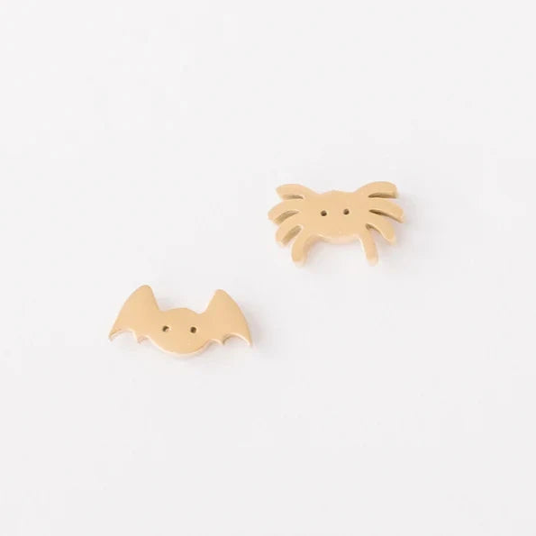 Gold spider and bat earrings