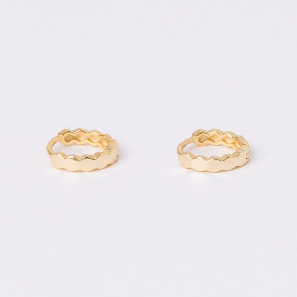 Crinkle Huggies. Gold Filled. Sterling Silver. You are able to sleep, shower, swim and LIVE in this jewelry. With the click in and click out closure, they stay closed, and don't poke your neck!