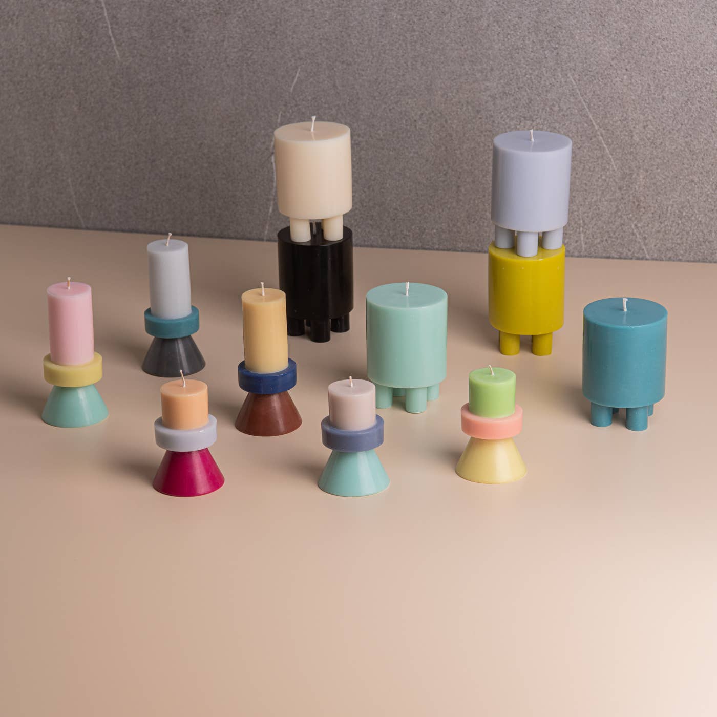 Stack Candles Prop - Pearl White