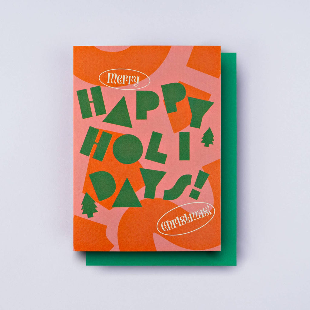 This graphic Christmas card is blank on the inside, leaving plenty of room for a personalized message! It’s an A6 card, printed in the UK on 300gsm FSC certified paper. It has a hammered texture, which enhances its rich colors. Comes with a green envelope and is packed in a biodegradable bag.
