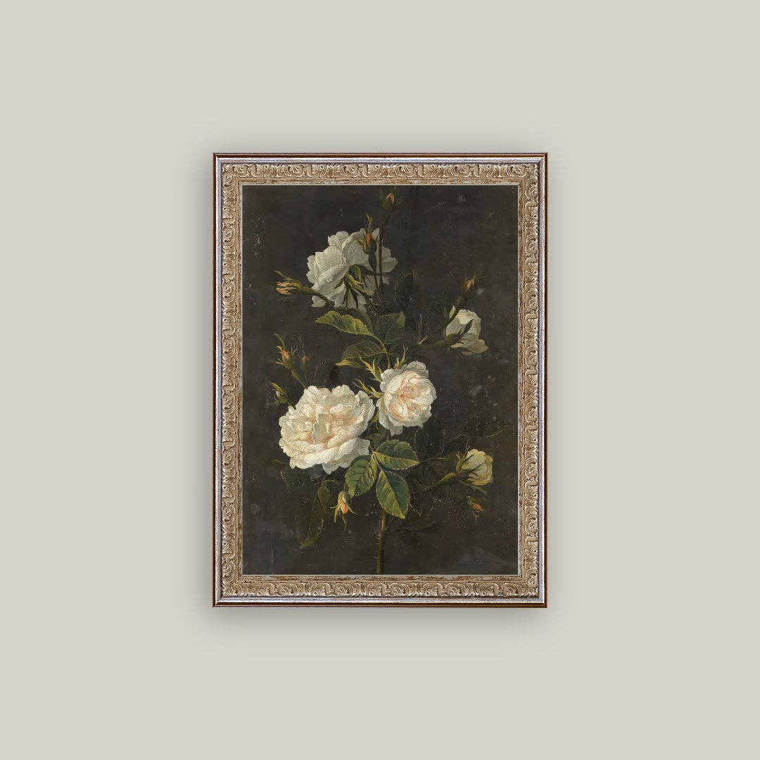 Capture the timeless beauty of a single rose with this moody still life artwork. Framed with care, it evokes a dark, antique atmosphere that adds depth and character to any space. Perfect for those who appreciate classic art with a subtle, dramatic flair, this piece invites quiet reflection and a touch of vintage elegance to your home.

Details:

12” x 16”
Artwork Material: Printed on premium canvas fabric for a lasting, textured finish.
Measurement reflects the outside dimensions of the frame.