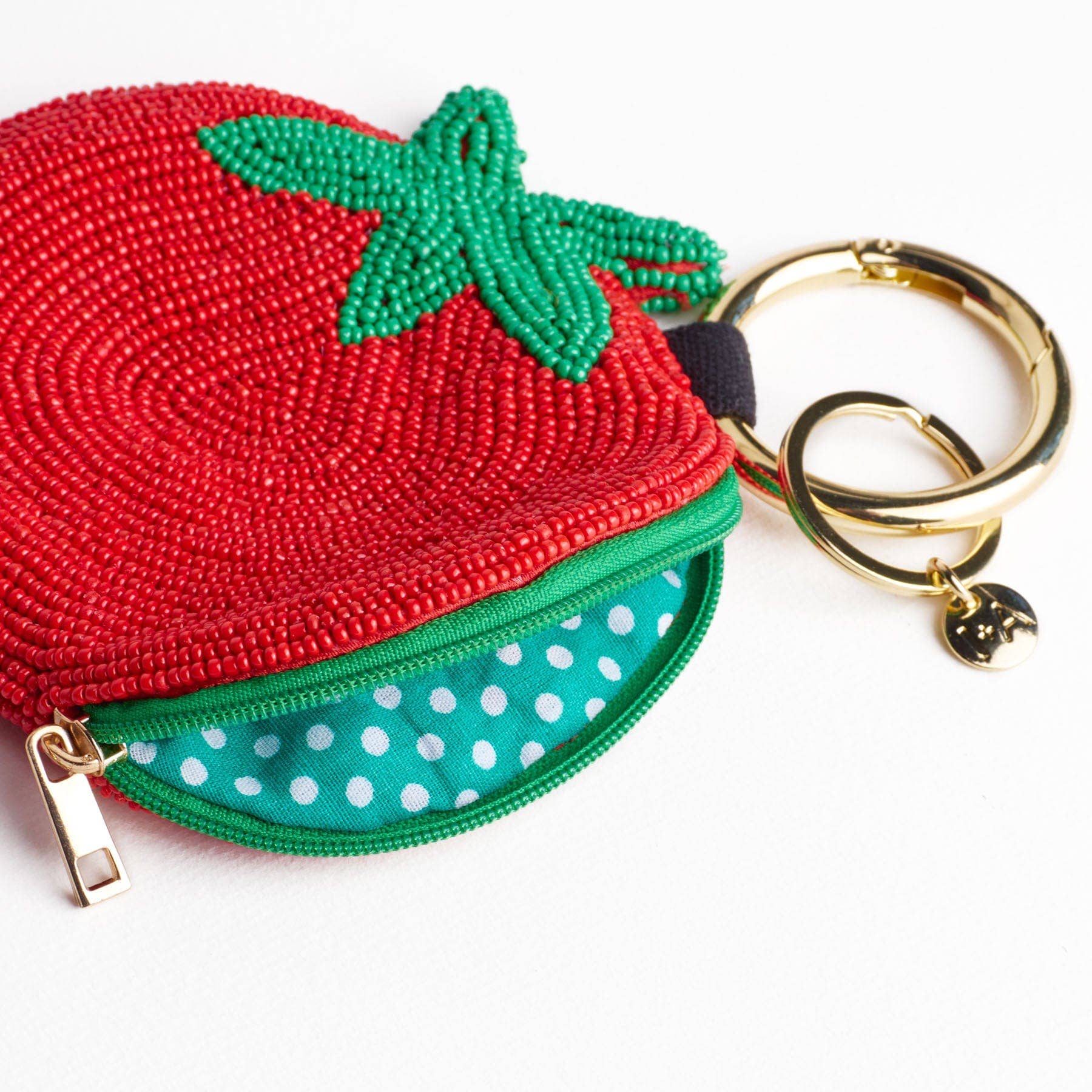 Mary Tomato Beaded Coin Purse Red + Green
