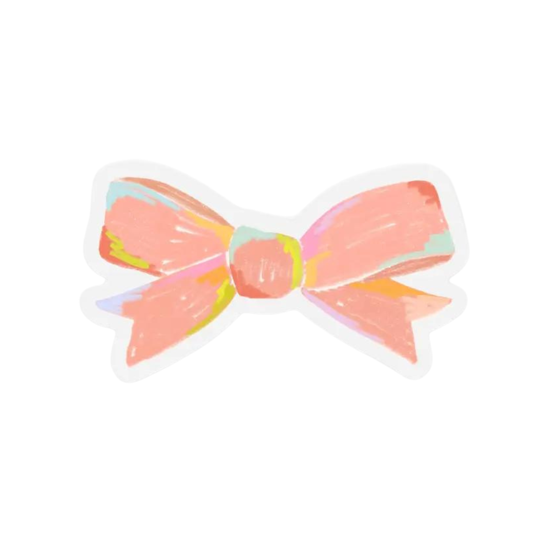 Clear Coral Bow Sticker